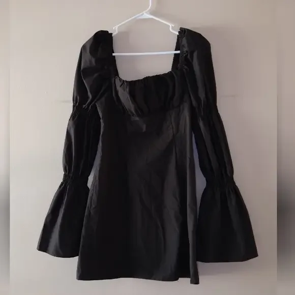long sleeve mini dress shein Elegant Women's Long Sleeve Fitted PU Mini Dress Black